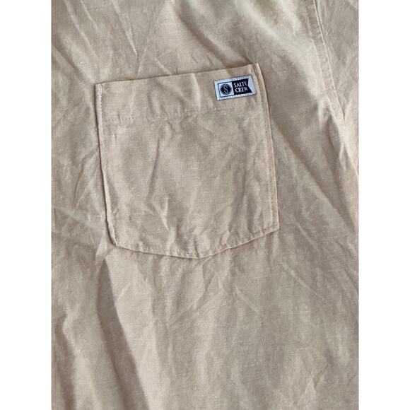Salty Crew Men's Gold Short Sleeves Button Down Topstitch Shirt Size XL - Picture 6 of 8